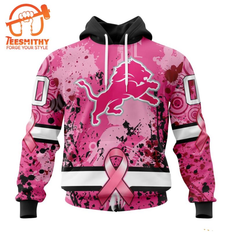 NFL Detroit Lions I Pink I Can In October We Wear Pink Breast Cancer Hoodie