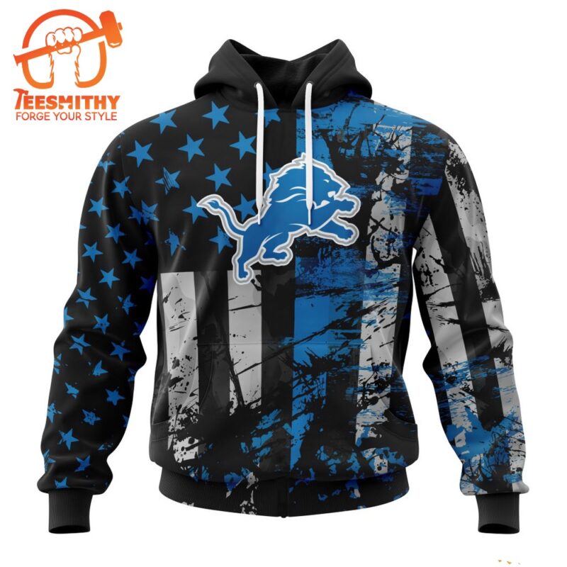 NFL Detroit Lions Special Classic Grunge American Flag Hoodie