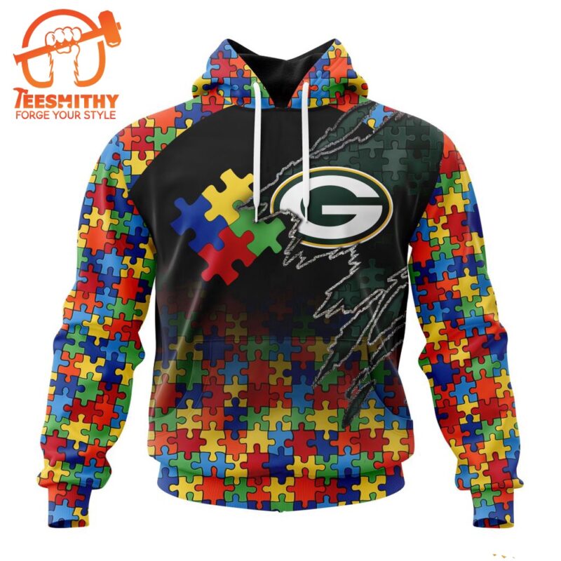 NFL Green Bay Packers Autism Awareness Design Custom Hoodie