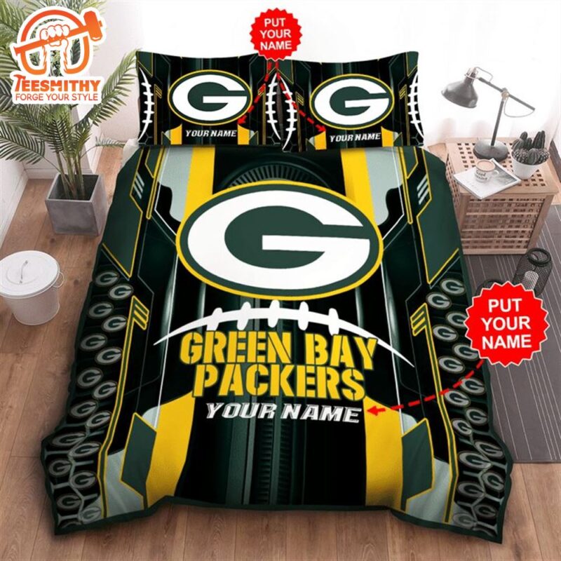NFL Green Bay Packers Custom Name Big Logo Ball Bedding Set