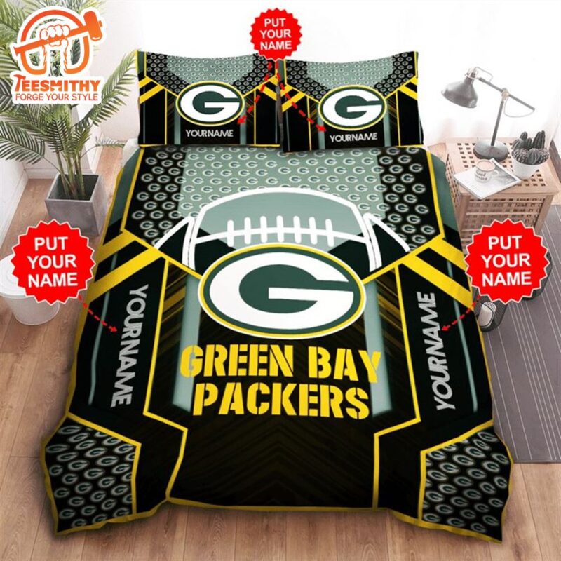 NFL Green Bay Packers Custom Name Big Logo Ball Bedding Set