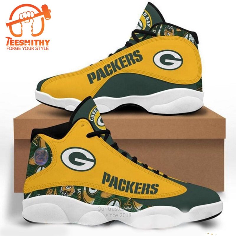 NFL Green Bay Packers Football Logo Football Air Jordan 13 Shoes