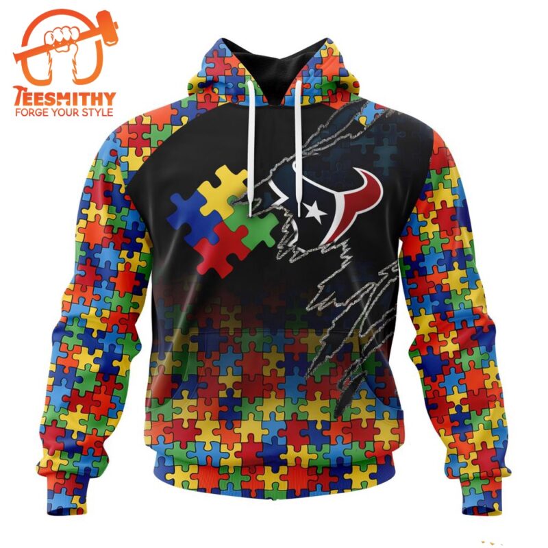 NFL Houston Texans Autism Awareness Design Custom Hoodie