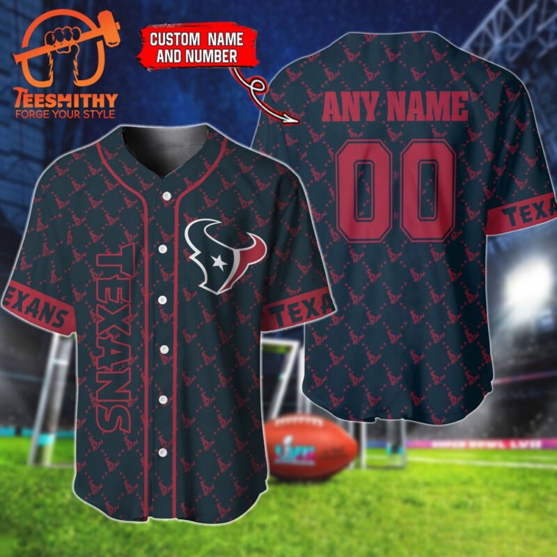 NFL Houston Texans Hologram Custom Baseball Jersey Shirt