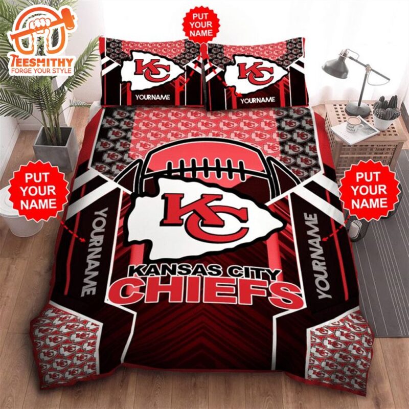 NFL Kansas City Chiefs Custom Name Red Black Bedding Set