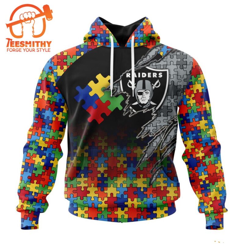 NFL Las Vegas Raiders Autism Awareness Design Custom Hoodie
