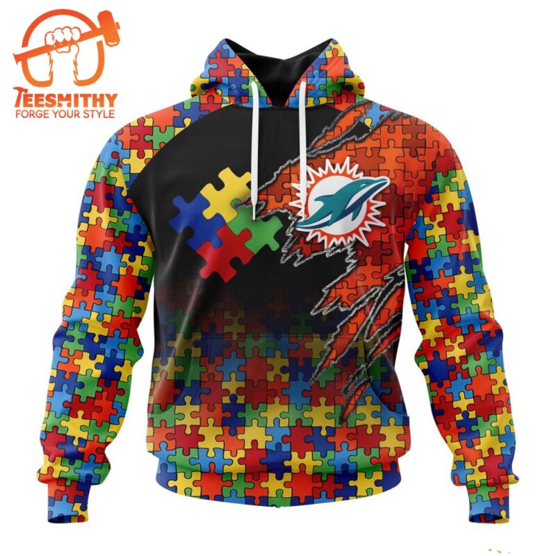 NFL Miami Dolphins Autism Awareness Design Custom Hoodie