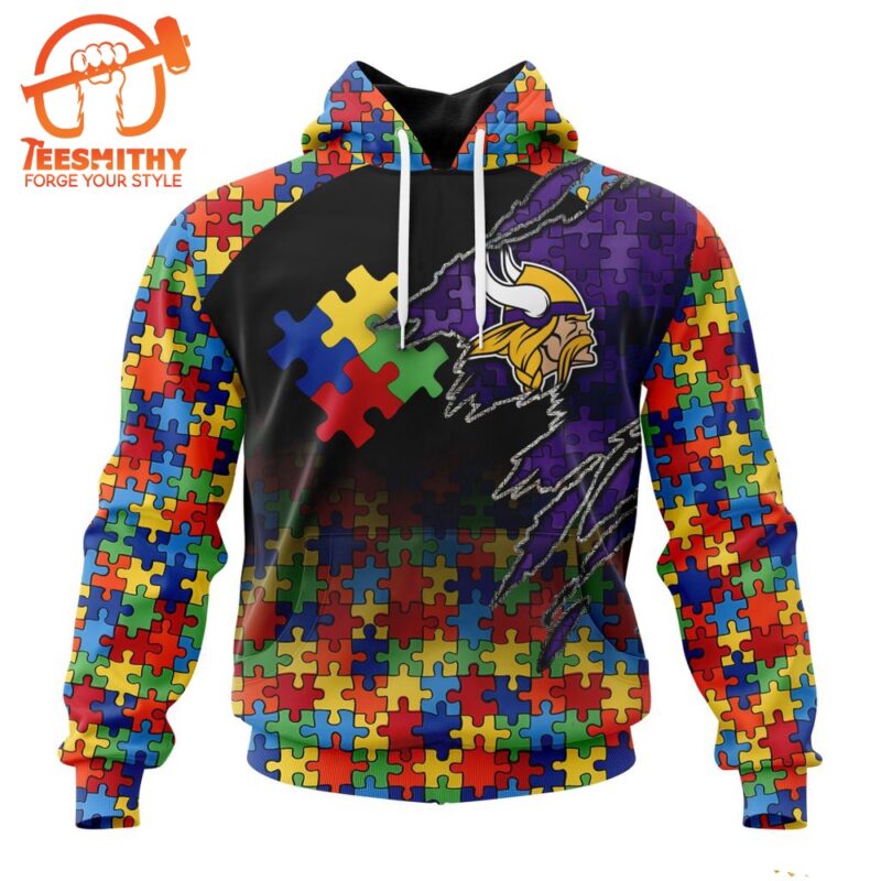NFL Minnesota Vikings Autism Awareness Design Custom Hoodie