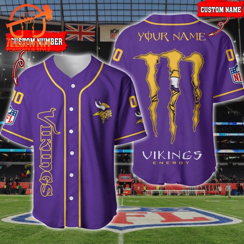 NFL Minnesota Vikings Custom Baseball Jersey Shirt