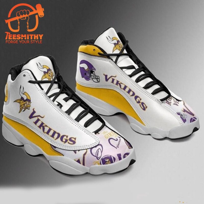 NFL Minnesota Vikings Logo Team Print Air Jordan 13 Shoes Sneaker