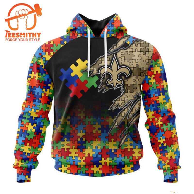 NFL New Orleans Saints Autism Awareness Design Custom Hoodie