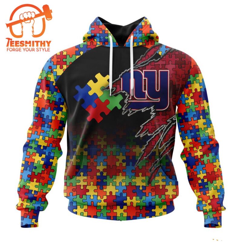 NFL New York Giants Autism Awareness Design Custom Hoodie