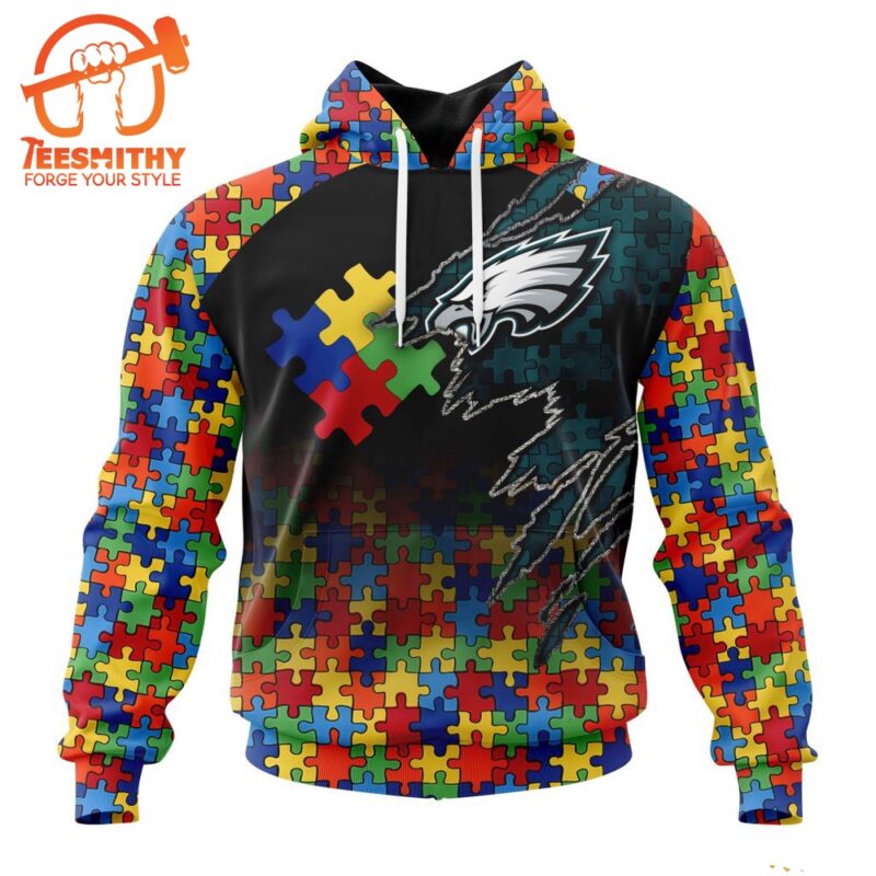 NFL Philadelphia Eagles Autism Awareness Design Custom Hoodie