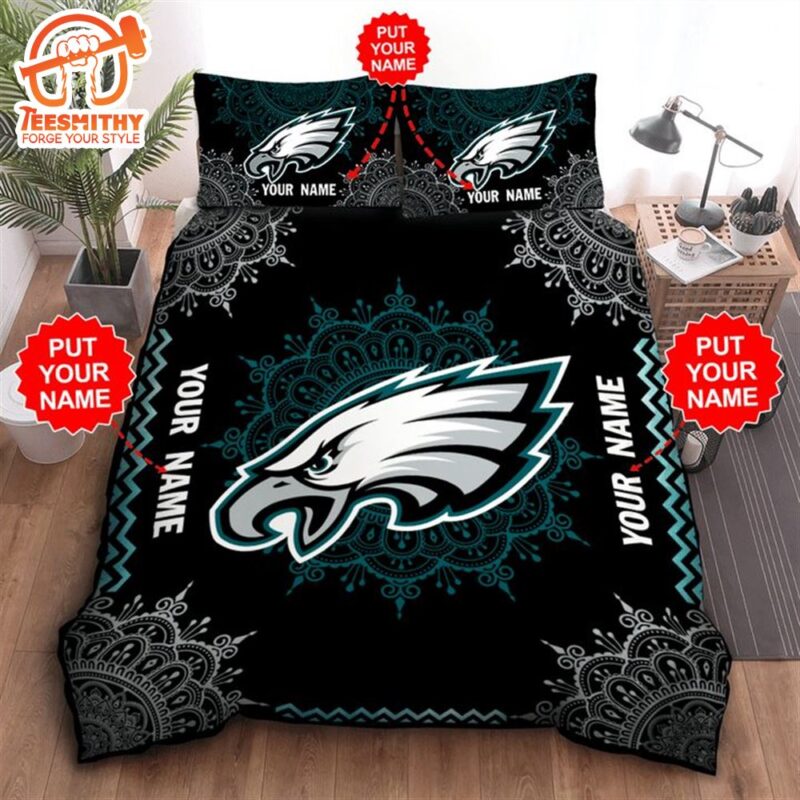 NFL Philadelphia Eagles Custom Name Dark Green Bedding Set