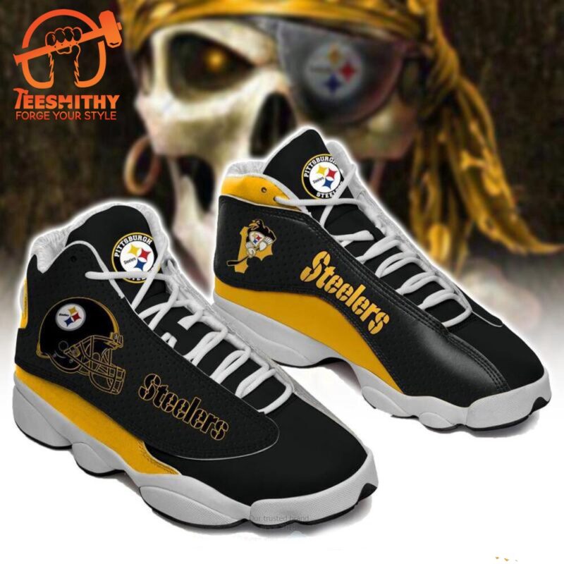 NFL Pittsburgh Steelers Black Yellow Football Air Jordan 13 Shoes