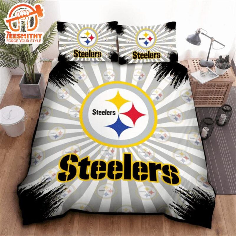 NFL Pittsburgh Steelers Grey Logo Highlight Bedding Set