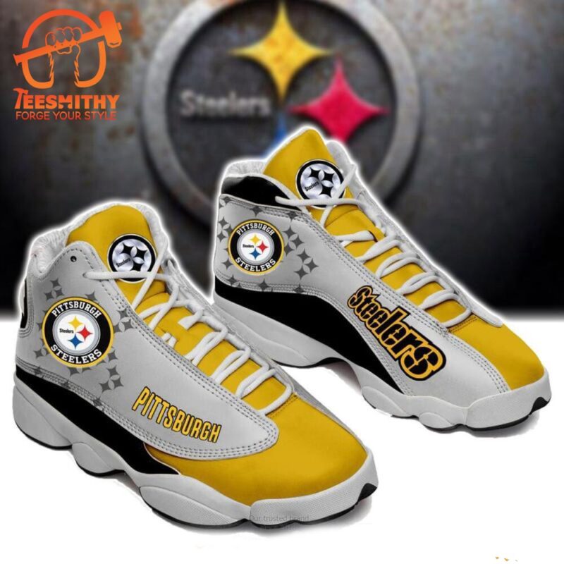 NFL Pittsburgh Steelers Yellow Grey Air Jordan 13 Shoes
