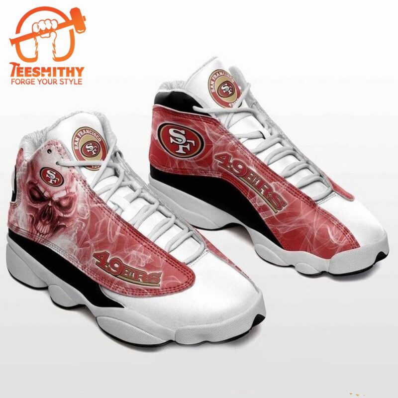 NFL San Francisco 49Ers Football Logo Team Skull Smoke Air Jordan 13 Shoes