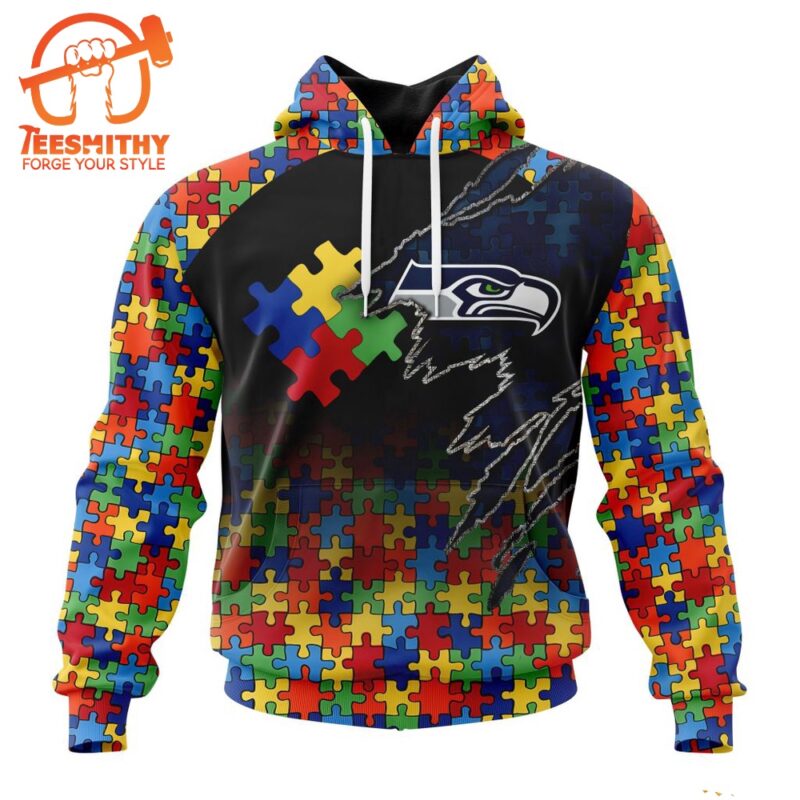 NFL Seattle Seahawks Autism Awareness Design Custom Hoodie