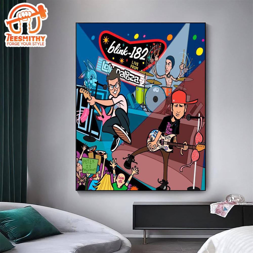 New Funny Art Poster For Blink 182 Live From Lollapalooza 2024 Canvas