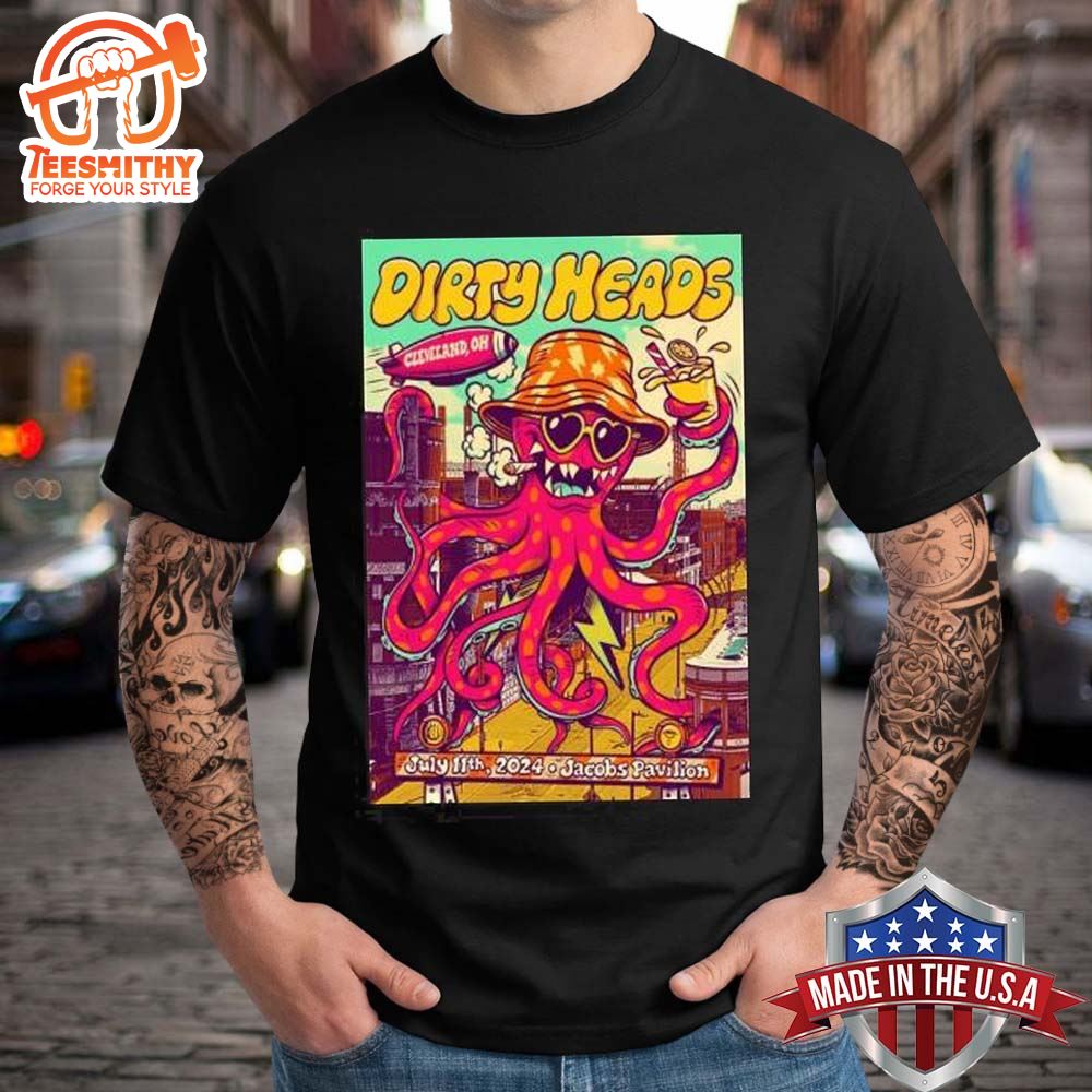 Official Dirty Heads July 11th, 2024 Jacobs Pavilion Cleveland, Ohio Tour T-shirt