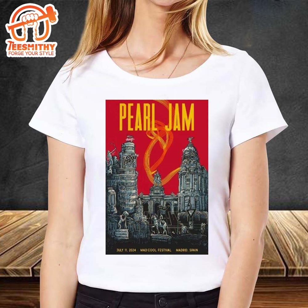 Official Pearl Jam Madrid July 11 2024 Mad Cool Festival Spain Event T-shirt