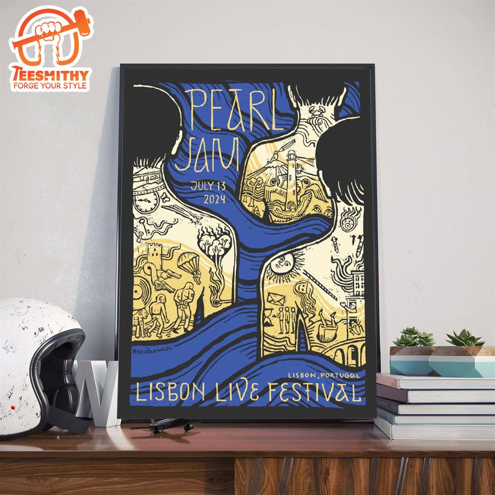 Pearl Jam Event Tee Lisbon Live Festival In Lisbon Portugal On July 13 2024 Poster Canvas