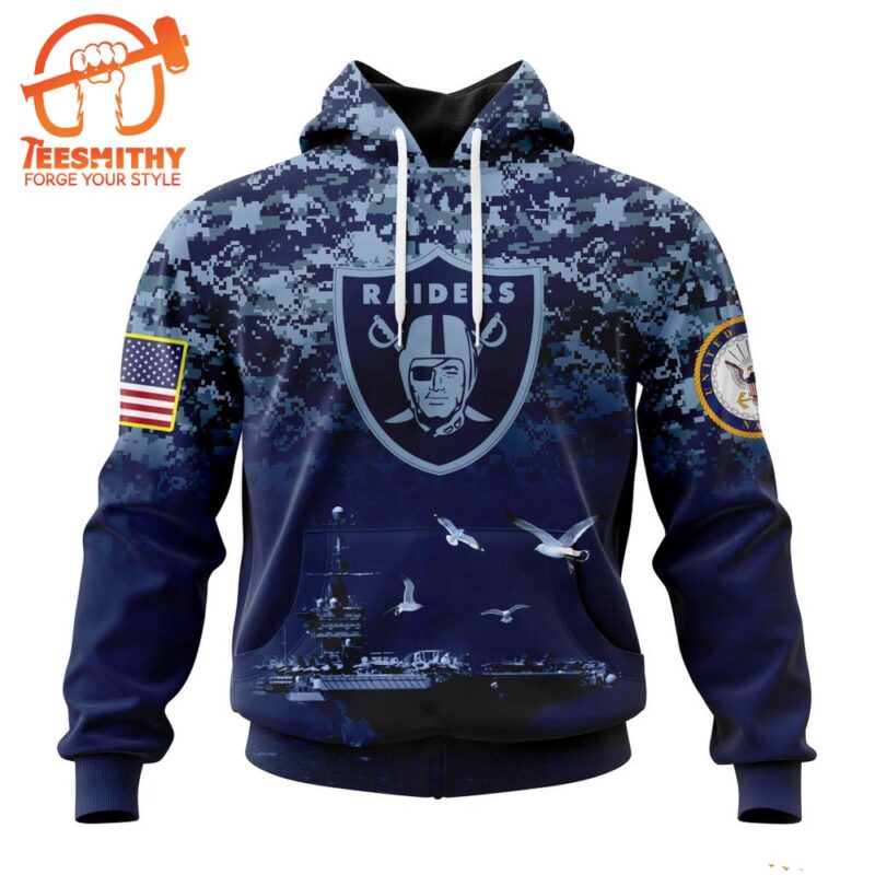 Personalized NFL Las Vegas Raiders Honor US Navy Veterans Design Hoodie