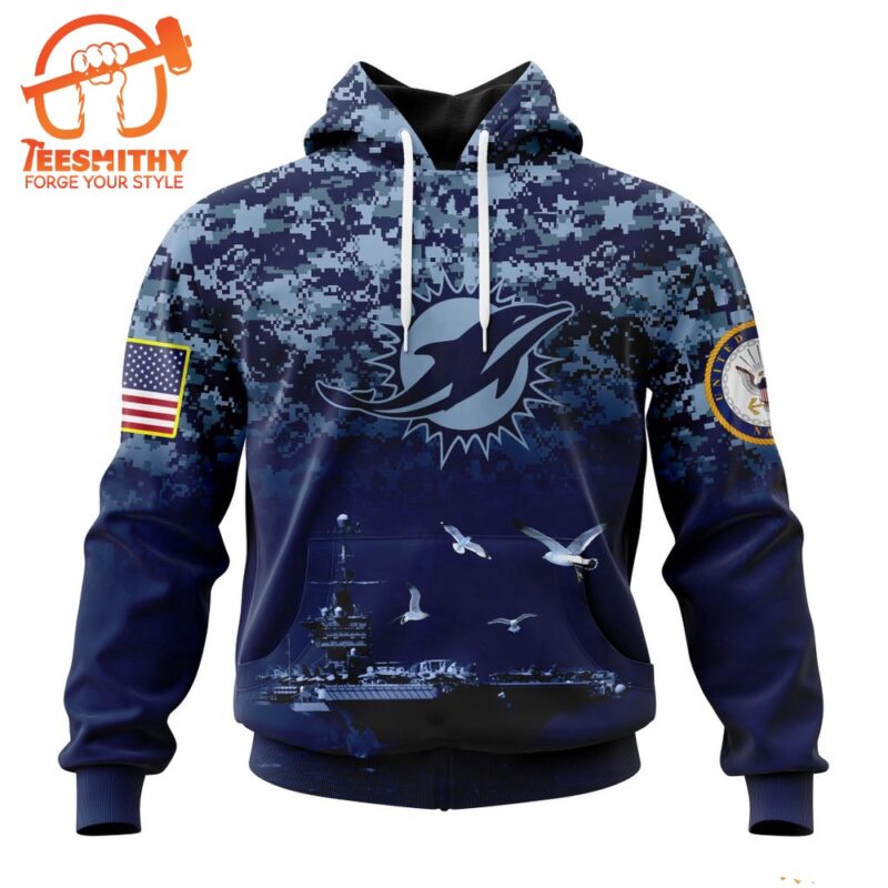 Personalized NFL Miami Dolphins Honor US Navy Veterans Design Hoodie