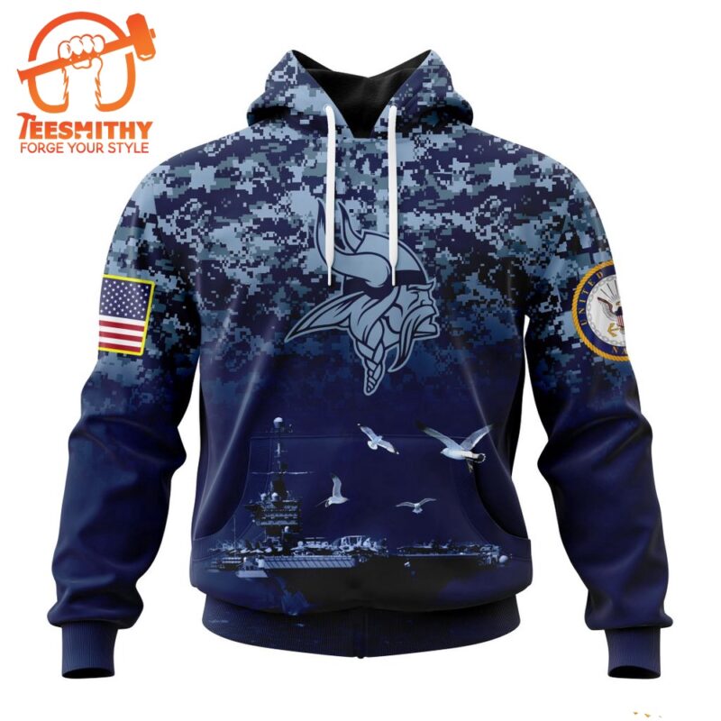 Personalized NFL Minnesota Vikings Honor US Navy Veterans Design Hoodie