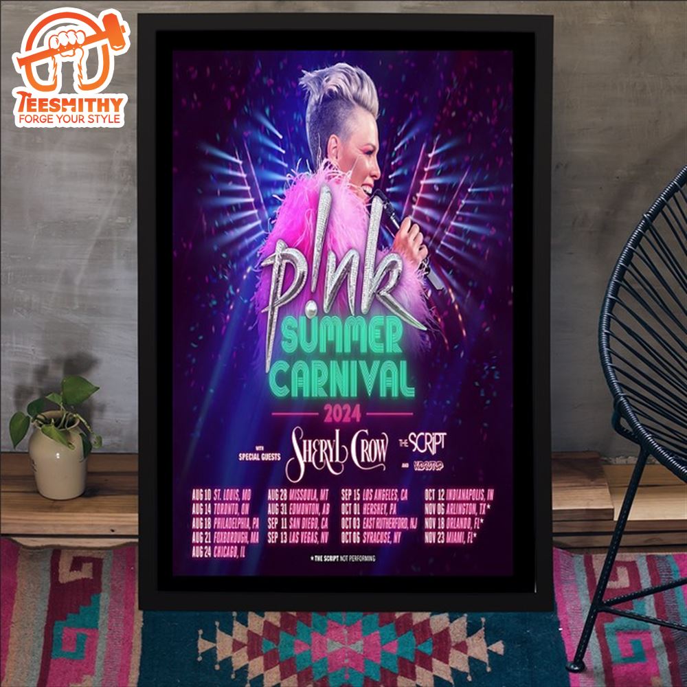 Pink Summer Carnival Tour 2024 Poster Canvas