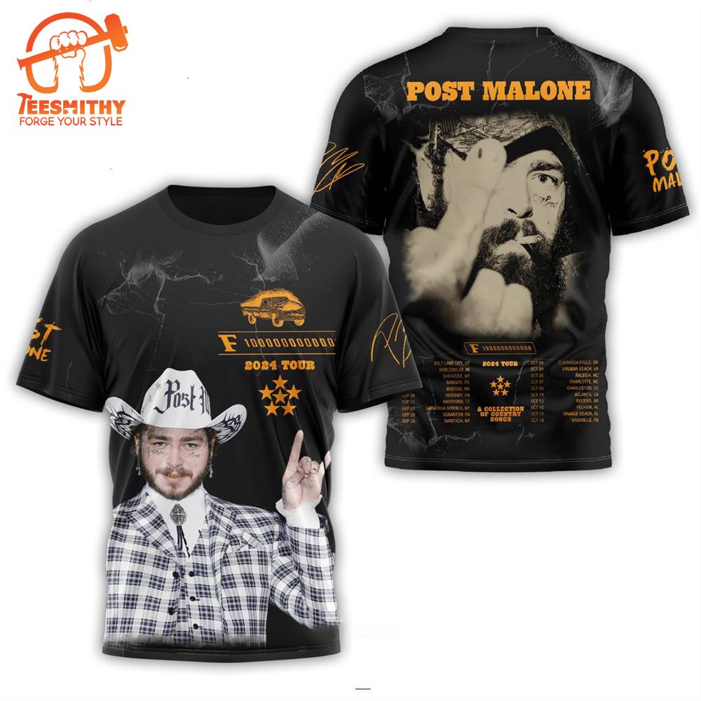 Post Malone The F-1 2024 Tour A Collection Of Country Songs 3D T-Shirt