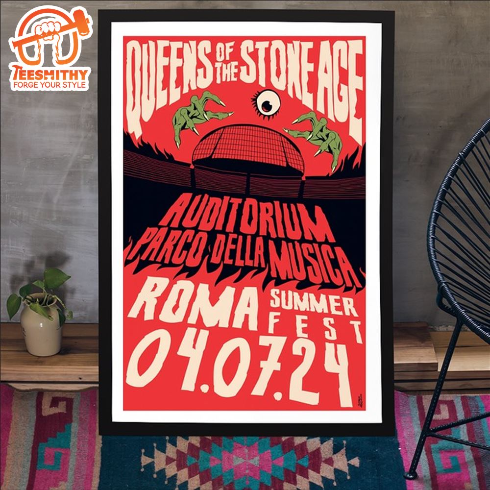 Queens Of The Stone Age July 4 2024 Roma Summer Fest Poster Canvas