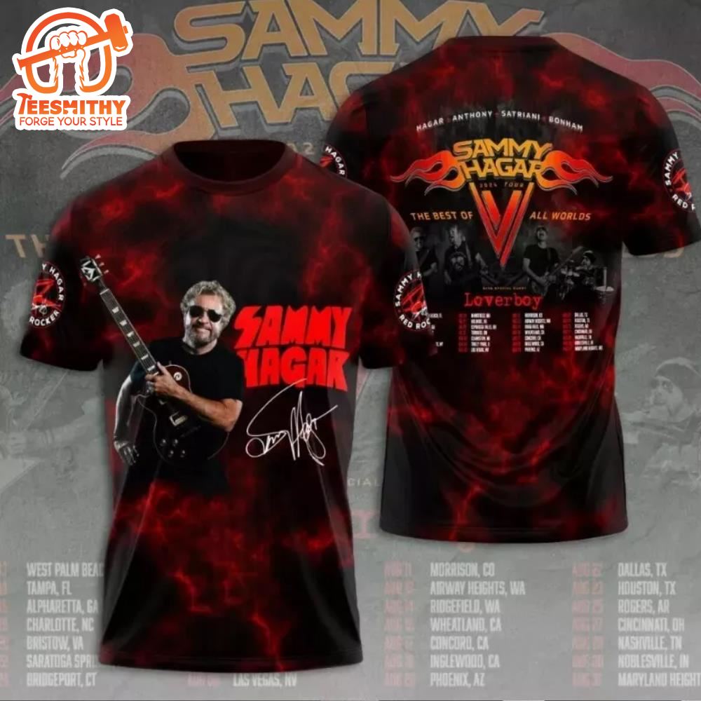 Sammy Hagar Red Rocker The Best Of All World Tour 2024 3D T-Shirt