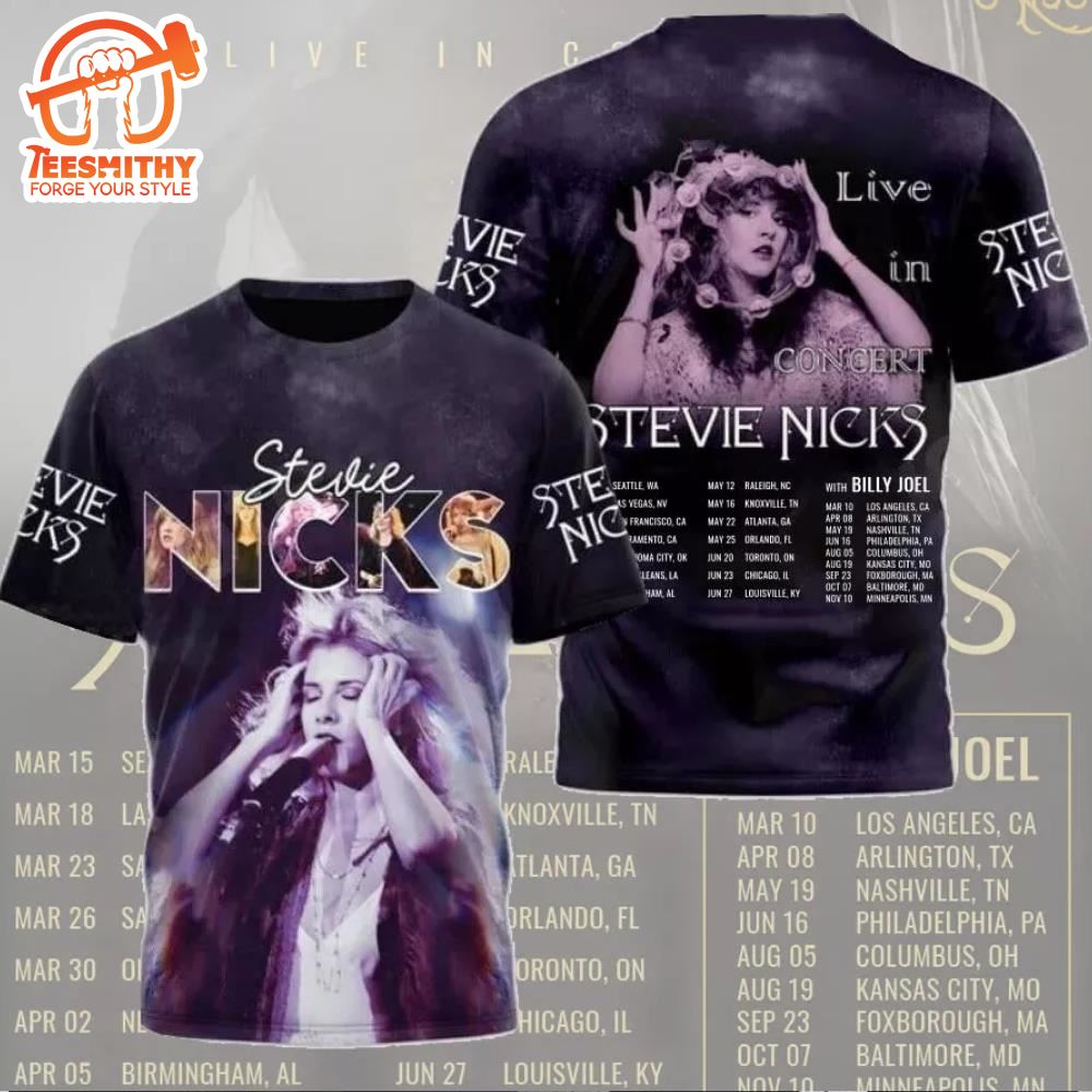 Stevie Nicks With Billy Joel Live In Concert Tour 2024 3D Printed T-Shirt