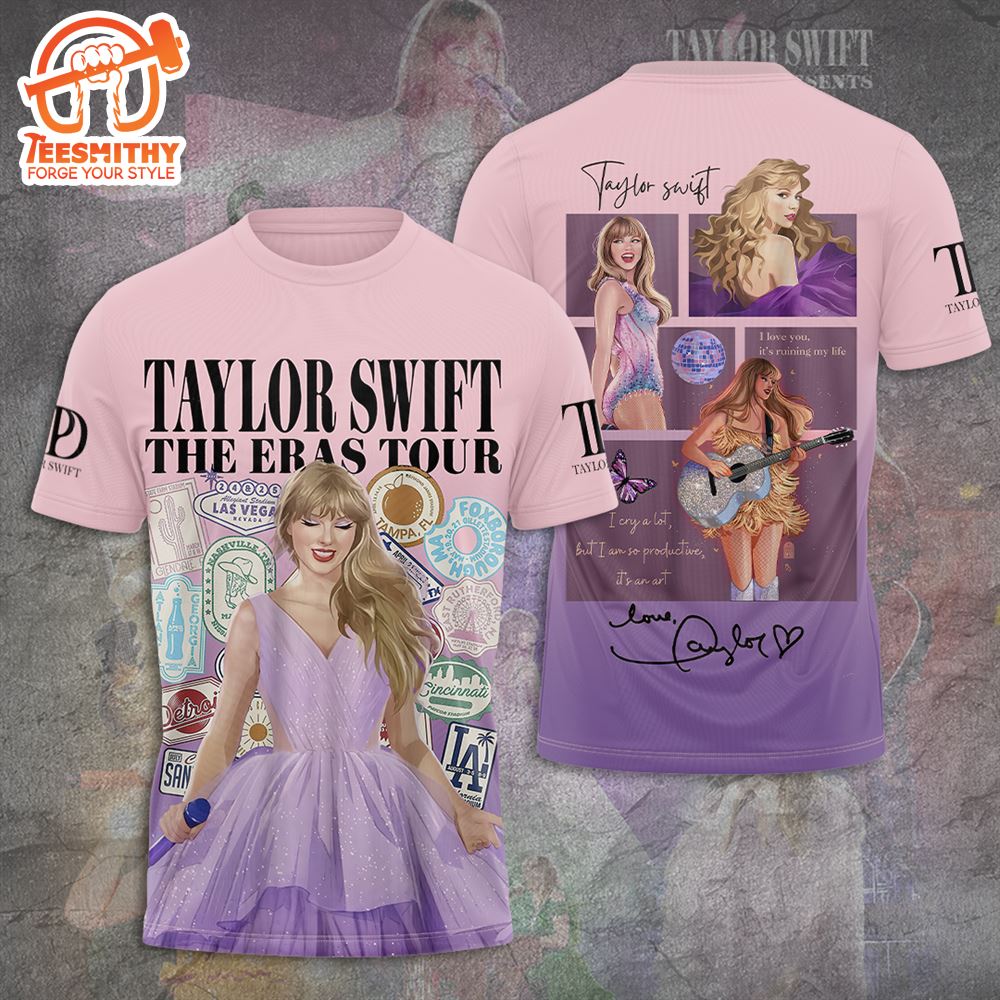 Taylor Swift The Eras Tour 3D Apparels Violet T-shirt