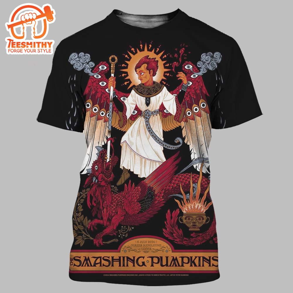 The Smashing Pumpkins 6 July 2024 Piazza Napoleone Lucca Italy 3D Shirt