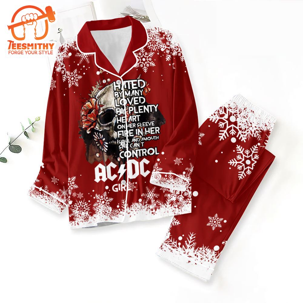 ACDC Band Rock Button Down Pajamas Set