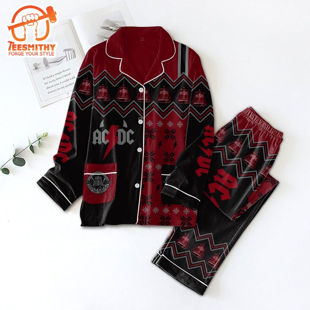 ACDC Christmas Button Down Pajamas Set