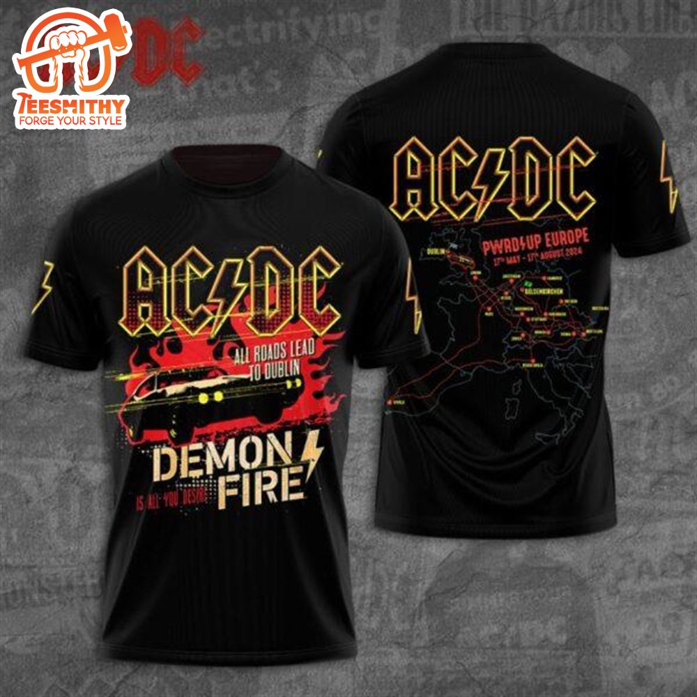 ACDC Demon Fire PWR Up Tour Music 3D Shirt