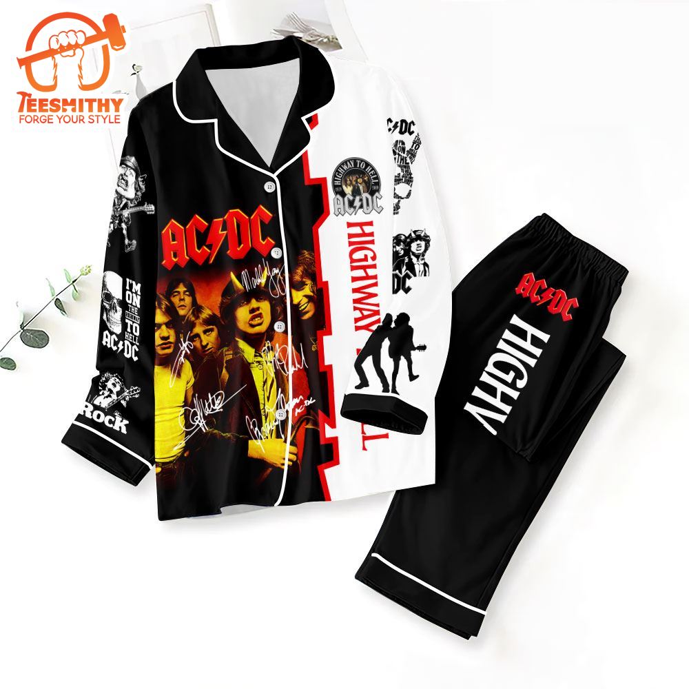 ACDC Music Band Button Down Pajamas Set