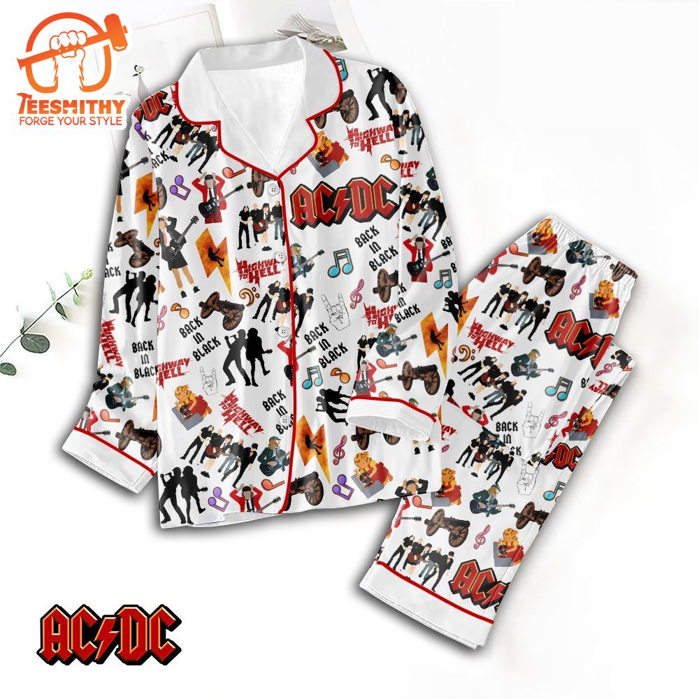 ACDC Rock Band Button Down Pajamas Set