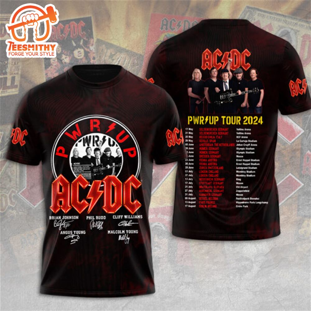 ACDC World Tour Dates List 2024 3D T-shirt