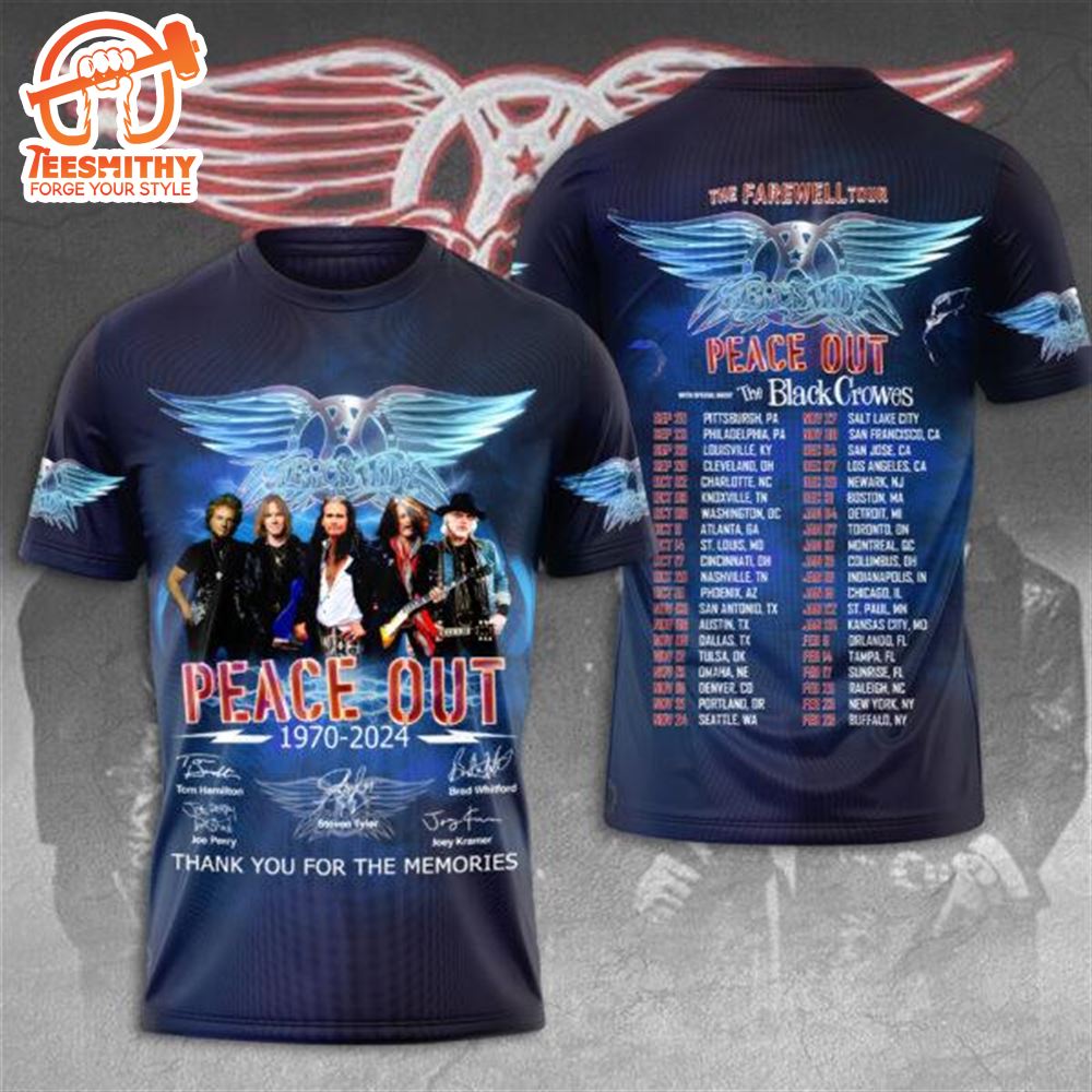 Aerosmith Tour 2024 Peace Out 1970 -2024 3D Shirt