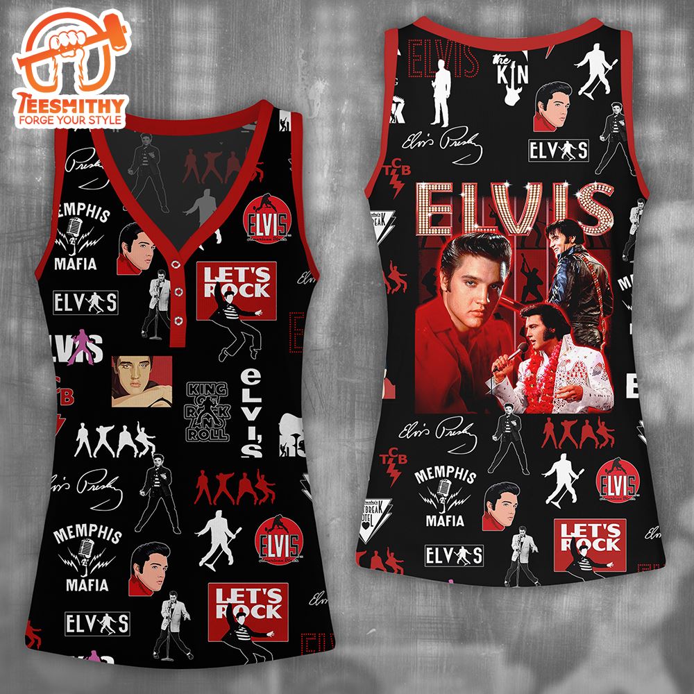 Elvis Presley 2024 Women V-Neck Ribbed Tank Top