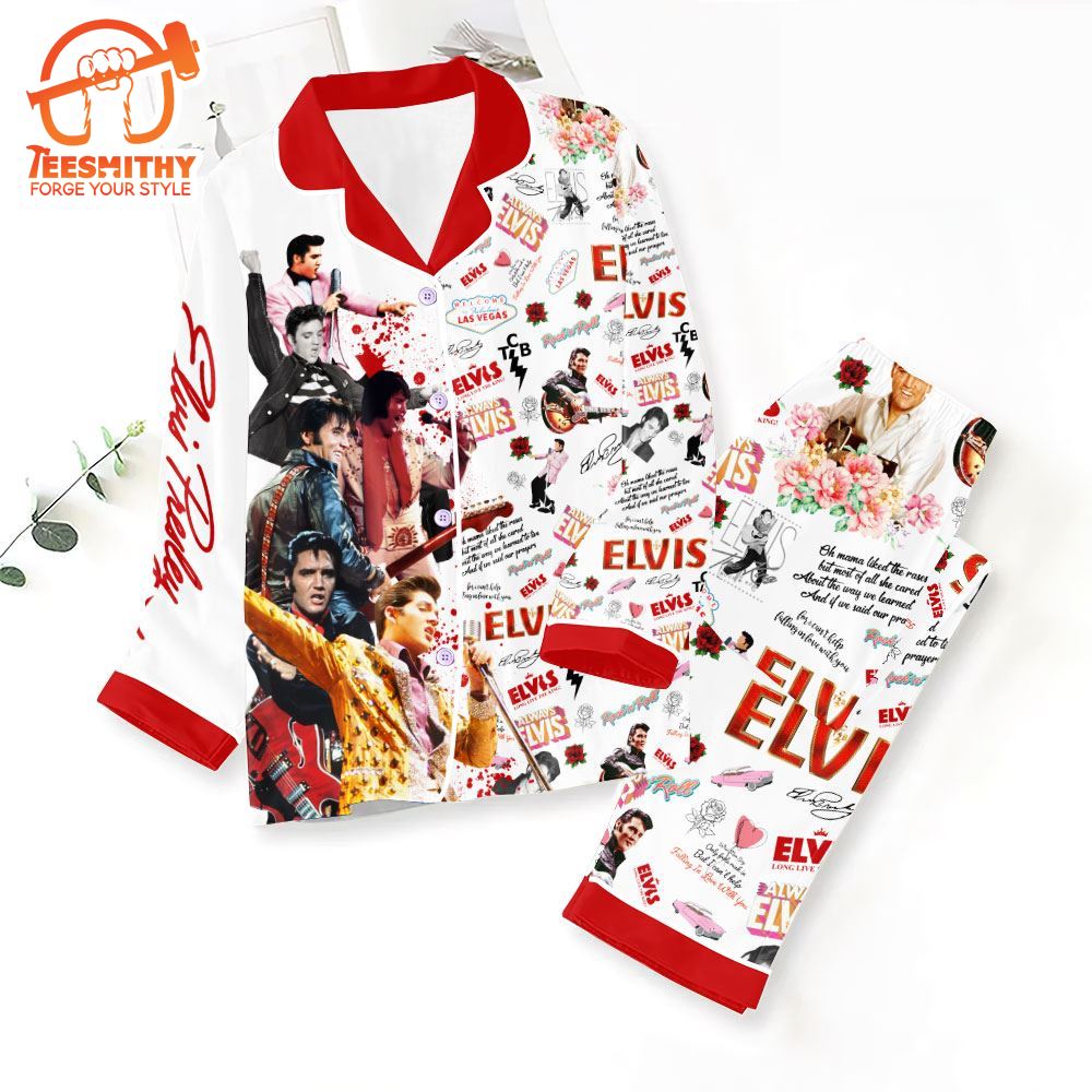 Elvis Presley Album Button Down Pajamas Set