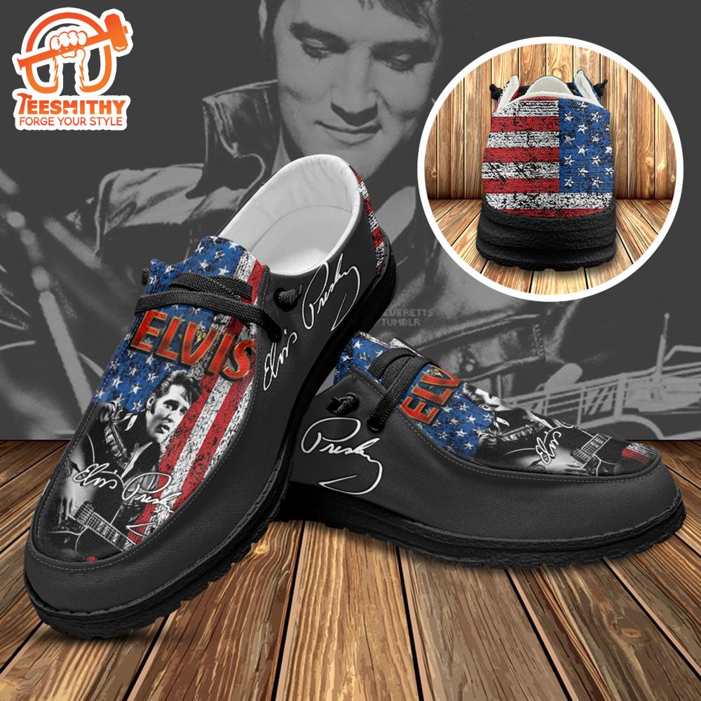 Elvis Presley Flag American Canvas Loafer Shoes