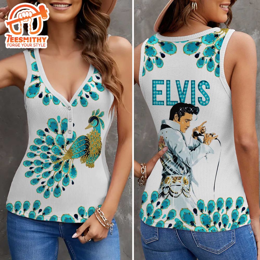 Elvis Presley If I Can Dream Women V-Neck Ribbed Tank Top