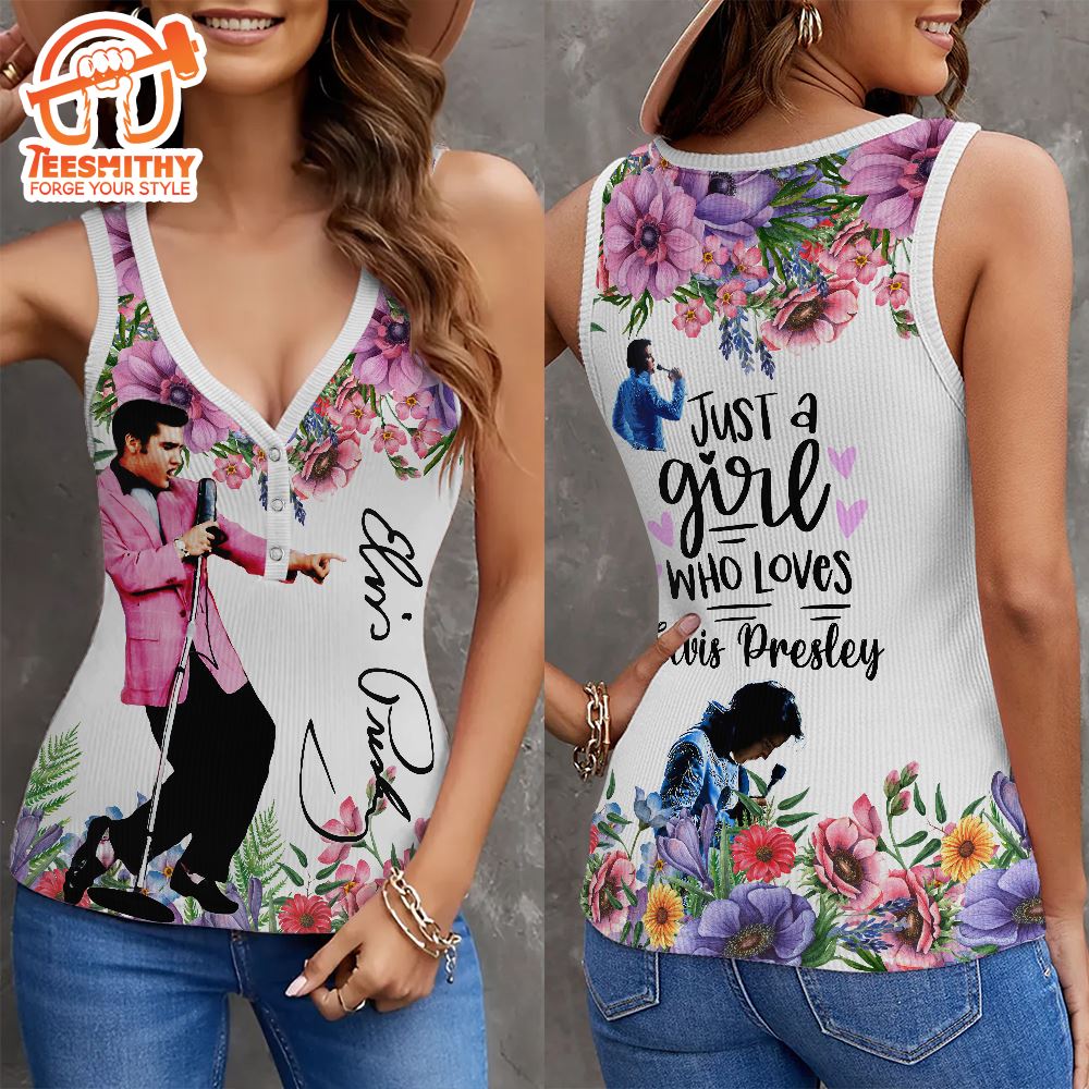 Elvis Presley Just A Girl Lyrics V-Neck Ribbed Tank Top