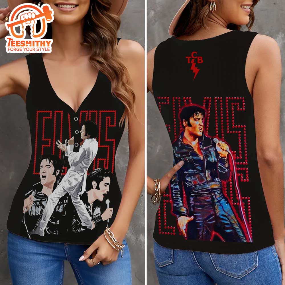 Elvis Presley Lovers  Women V-Neck Ribbed Tank Top